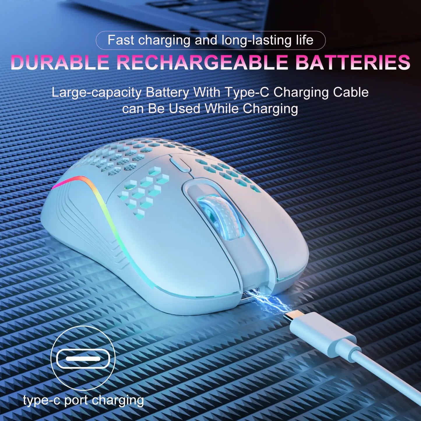 Bluetooth RGB  3-Speed DPI Type C Rechargeable Gaming Mouse