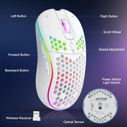 Bluetooth RGB  3-Speed DPI Type C Rechargeable Gaming Mouse